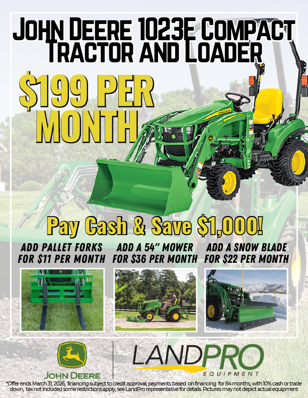 John Deere 1023E Compact Tractor and Loader Sale Payment | Pay Cash & Save $1,000!