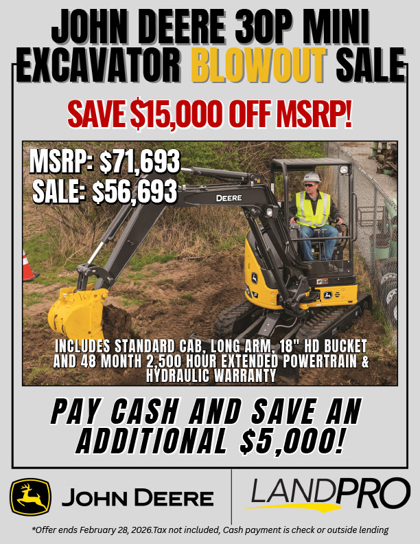 JOHN DEERE 30P MINI EXCAVATOR BLOWOUT SALE | SAVE $15,000 OFF MSRP!