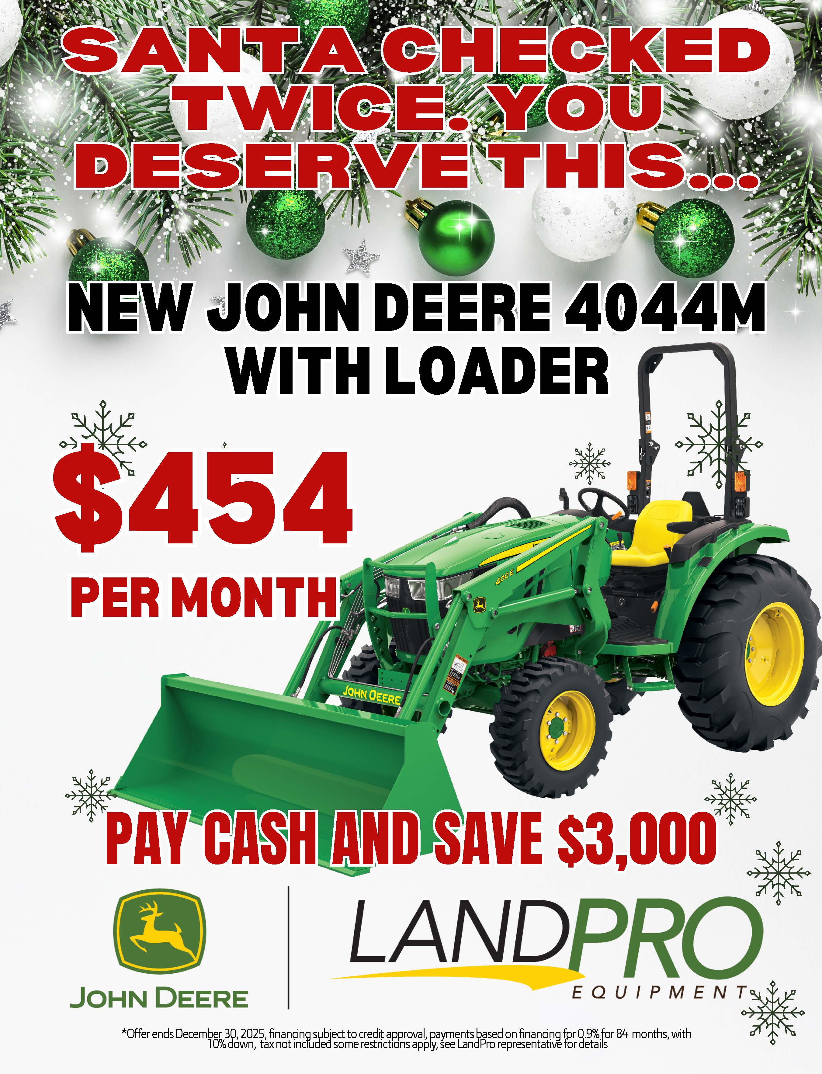 New John Deere 4044M With Loader $454 Per Month | Pay Cash and Save $3000