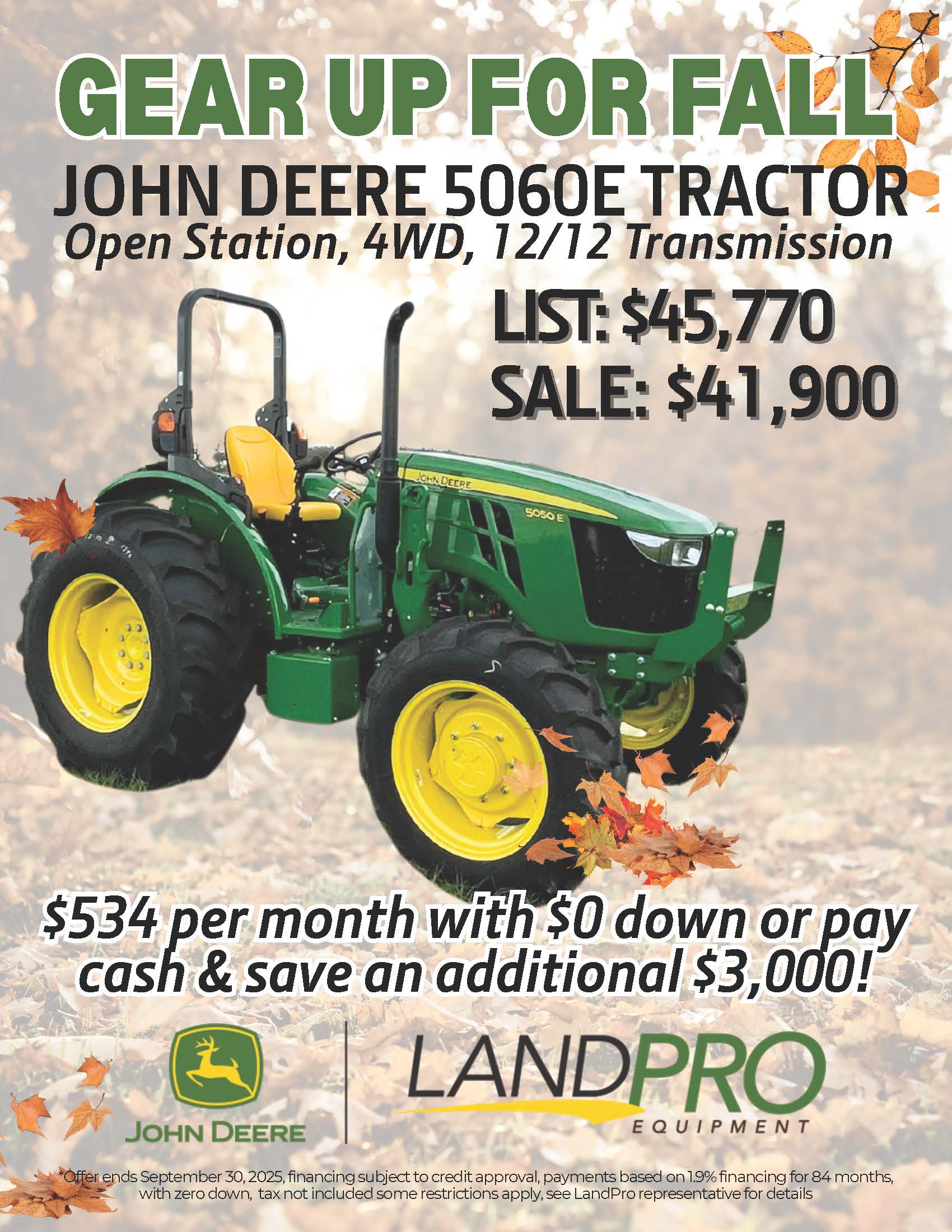 John Deere 5060E Tractor | Open Station, 4WD, 12/12 Transmission