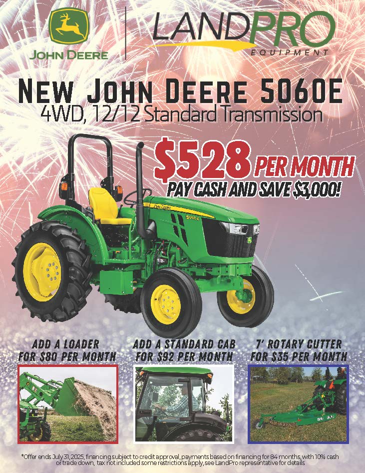 New John Deere 5060E 4WD, 12/12 Standard Transmission | $528 Per Month - Pay Cash and Save $3000