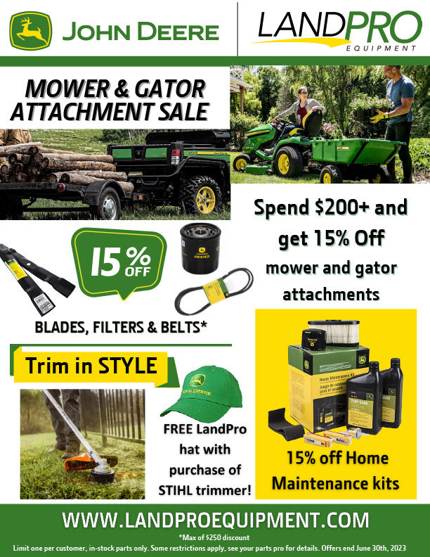 MOWER AND GATOR ATTACHMENT SALE | 