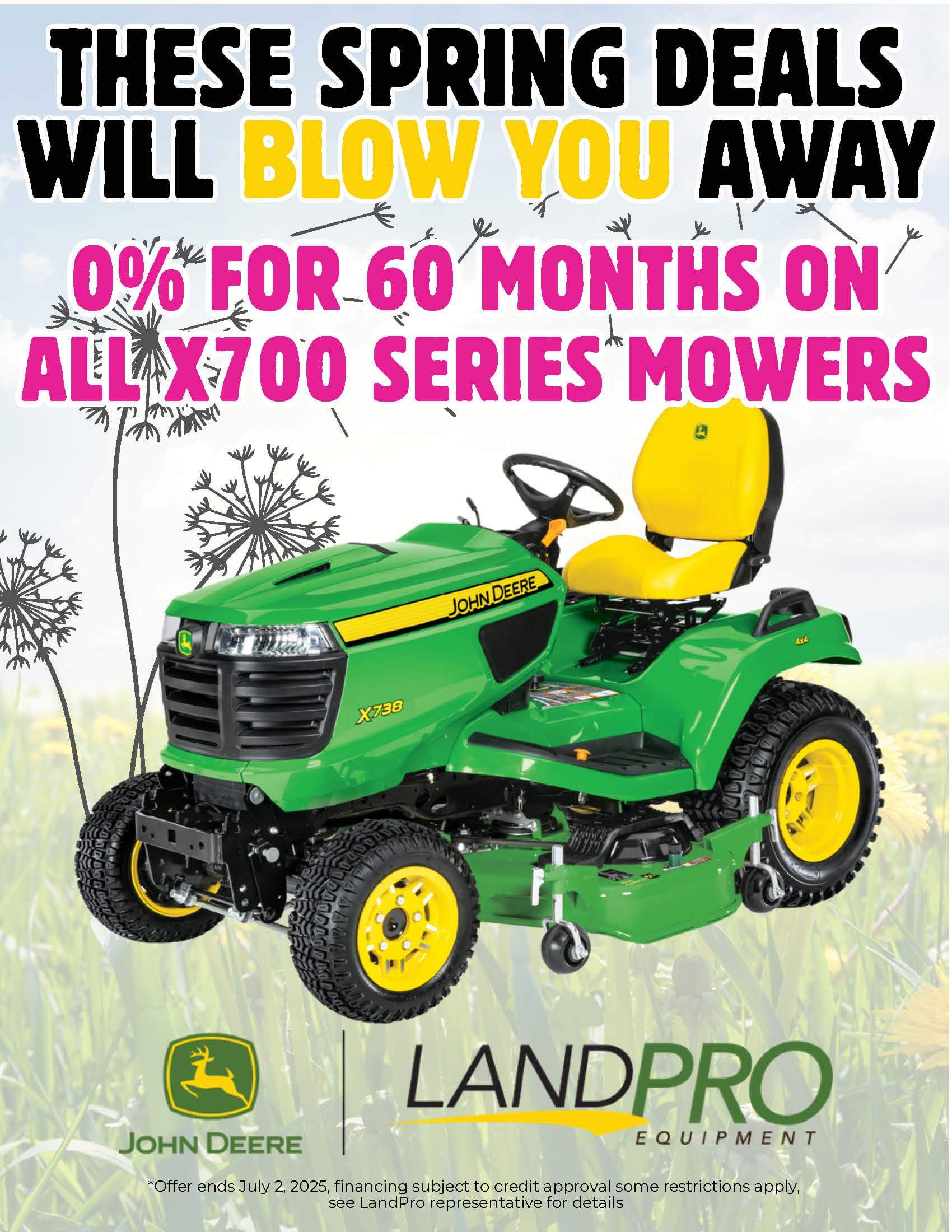 0% For 60 Months on all X700 Series Mowers | 