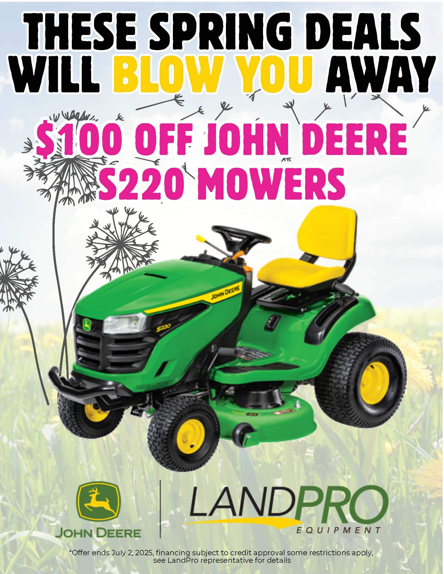 $100 OFF John Deere S220 Mowers | 