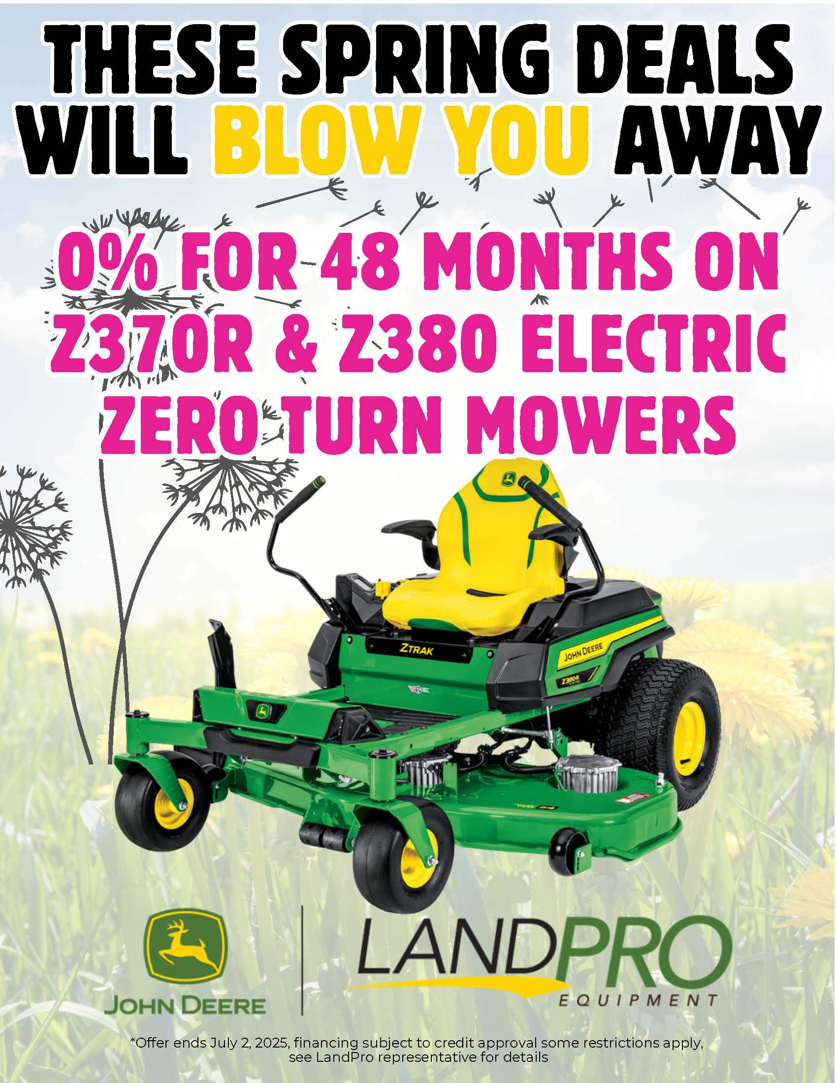 0% For 48 Mo on Z370R & Z380 Electric Zero Turn Mowers | 