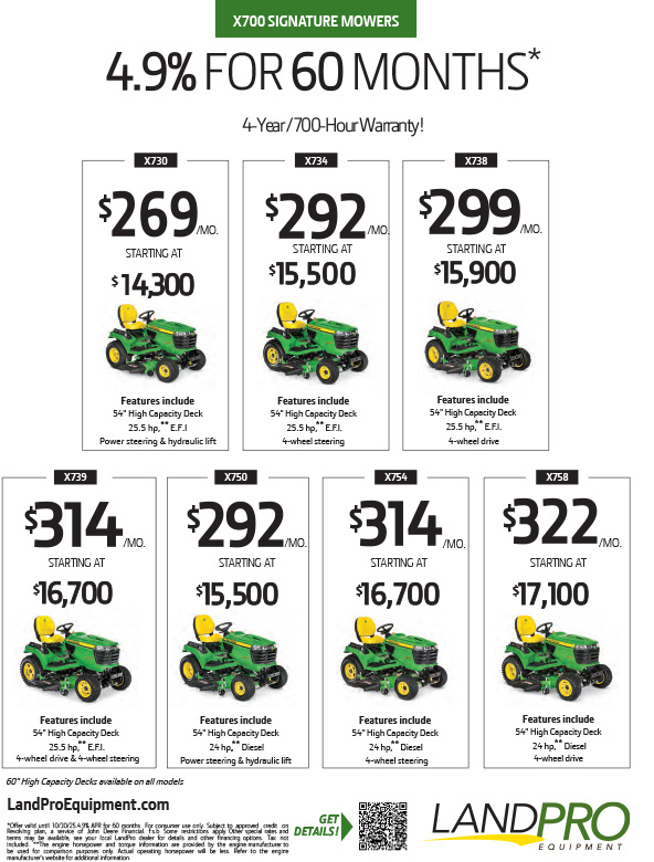 X700 SIGNATURE MOWERS | 4.9% FOR 60 MONTHS* 