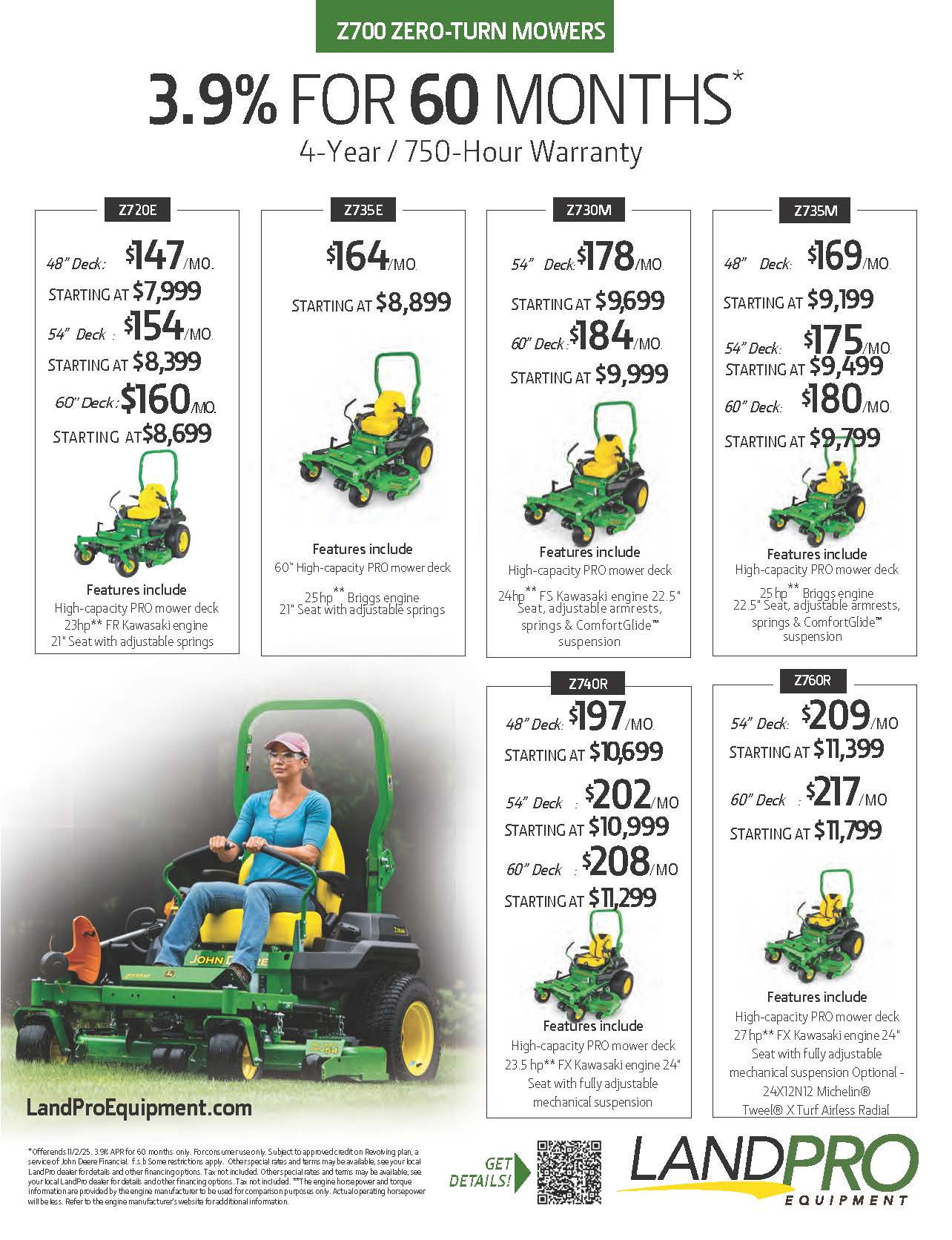 Z700 ZERO-TURN MOWERS | 3.9% For 60 Months