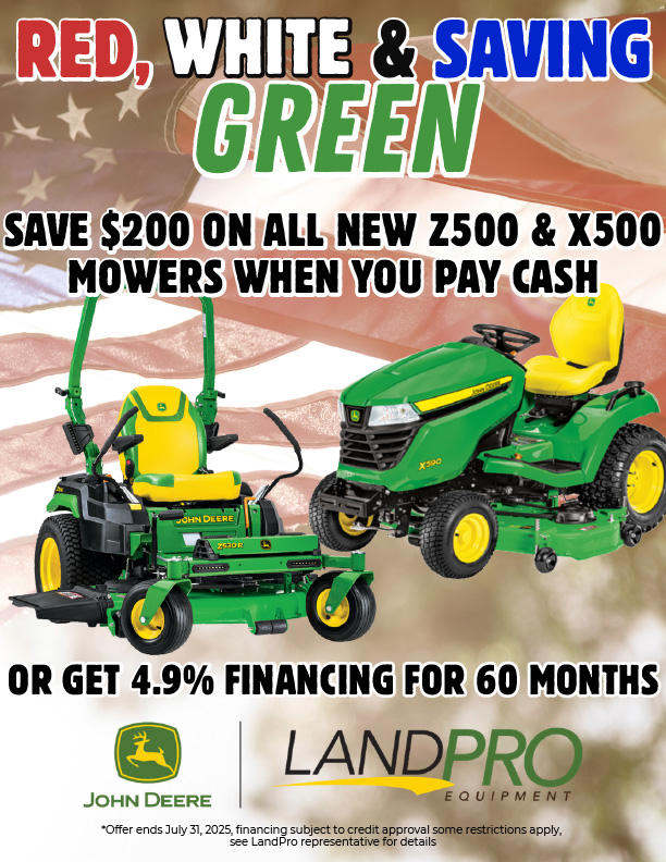 Z500 & X500 SERIES MOWERS SALE | RED, WHITE & SAVING GREEN