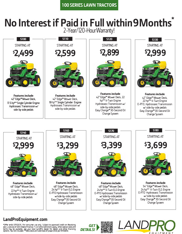 100 SERIES LAWN TRACTORS | No Interest if Paid in Full within 9 Months*