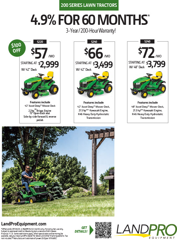 200 SERIES LAWN TRACTORS | 4.9% for 60 Months*