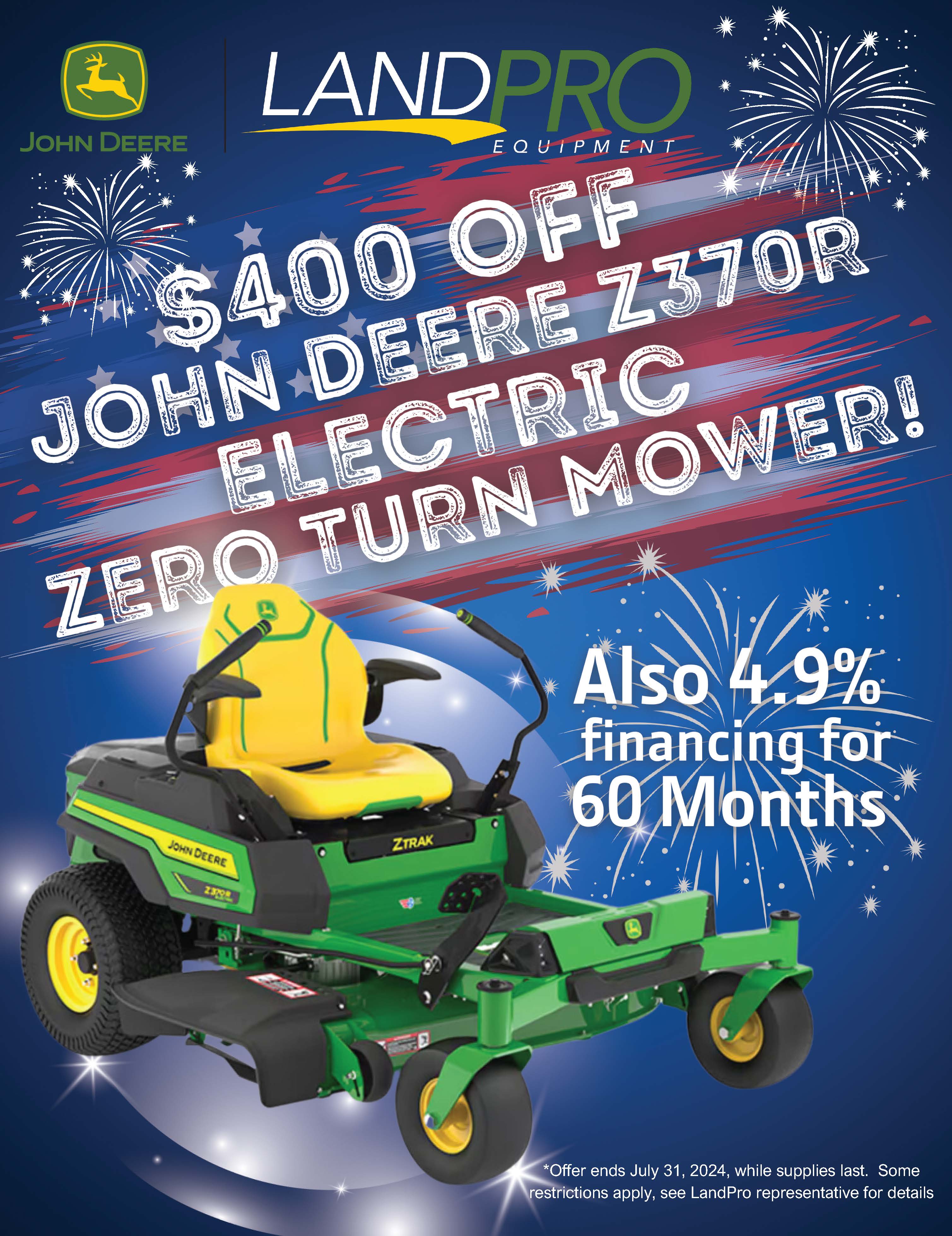400 Off John Deere Z370R Mower » LandPro Equipment; NY, OH & PA