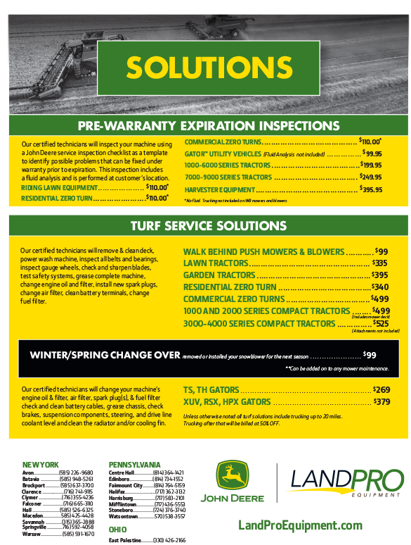 360° Solutions Warranties » LandPro Equipment; NY, OH & PA
